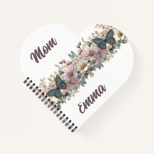 Vintage Floral and Green Butterfly for Mom Notebook