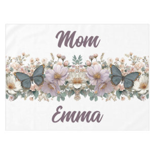 Vintage Floral and Green Butterfly for Mom Tablecloth