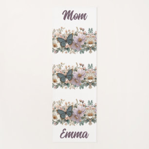 Vintage Floral and Green Butterfly for Mom Yoga Mat