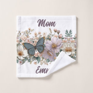 Vintage Floral and Green Butterfly for Mum Bath Towel Set