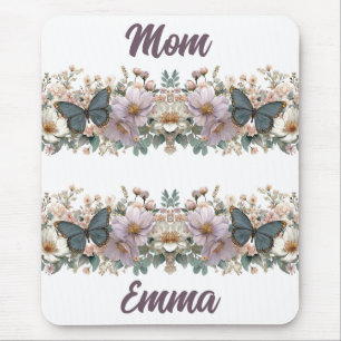 Vintage Floral and Green Butterfly for Mum Mouse Mat
