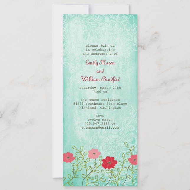 Vintage Floral and Leaves Invitation (Front)