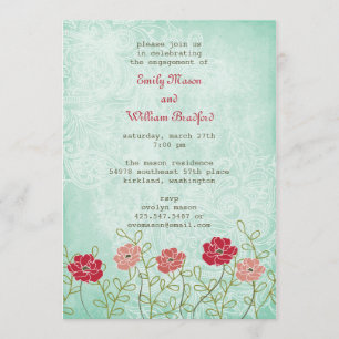 Vintage Floral and Leaves Invitation (5x7)