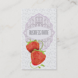 Vintage Floral and Strawberries Business Card