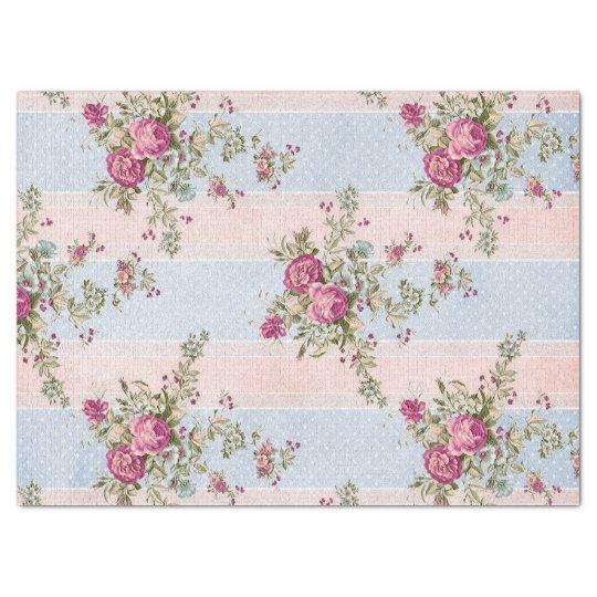 Vintage Floral and Stripes Decoupage Tissue Paper Zazzle.co.uk