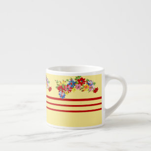 Vintage Floral And Stripes Espresso Mug