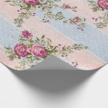 Vintage Floral and Stripes Wrapping Paper