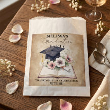 Vintage Floral Anemone Open Book Graduation Party