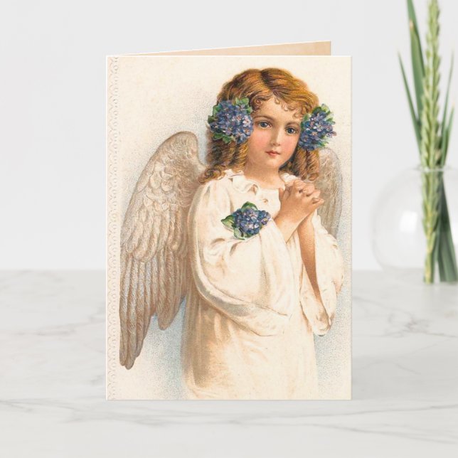 Vintage Floral Angel Card (Front)