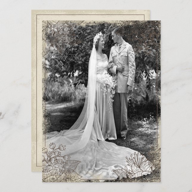 Vintage Floral Anniversary Celebration Invitation (Front/Back)