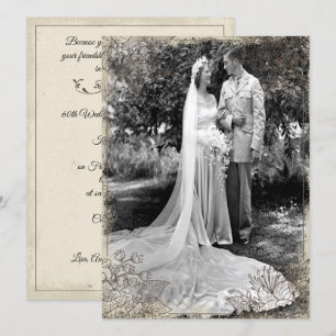 Vintage Floral Anniversary Celebration Invitation