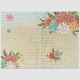 Vintage Floral Antique Script Botanical Craft Tissue Paper
