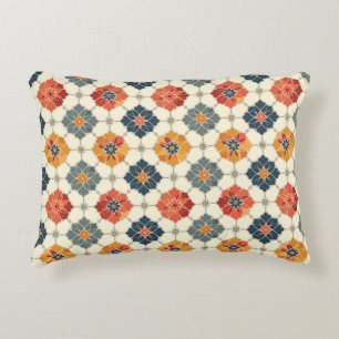 Vintage Floral Arabesque Tile Pattern Decorative Cushion