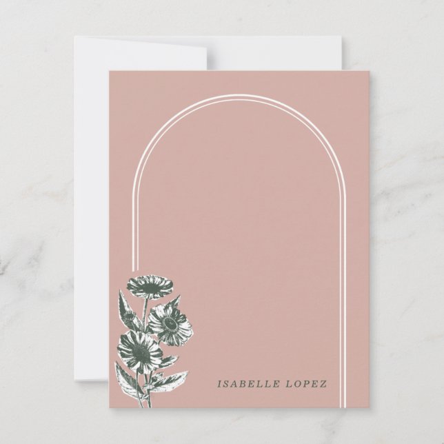 Vintage Floral Arch Custom Stationery - Pink (Front)