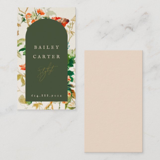 Vintage Floral Arch Designer Business Card (Front/Back)