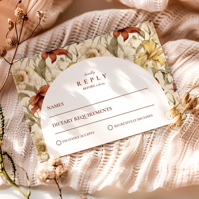 Vintage Floral Arch Elegant Wedding RSVP Card (Creator Uploaded)