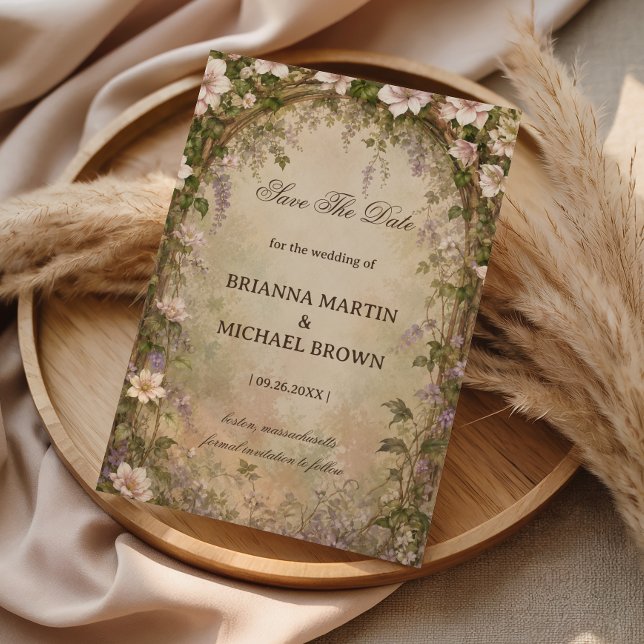 Vintage Floral Arch Romantic Save The Date (Creator Uploaded)