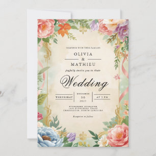 Vintage Floral Archway Romance Wedding Invitation