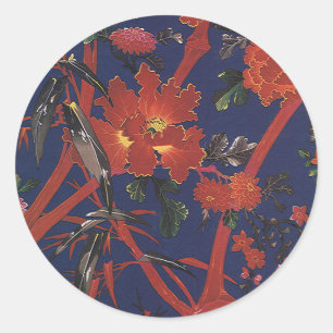 Vintage Floral Art Deco, Garden Flowers Classic Round Sticker
