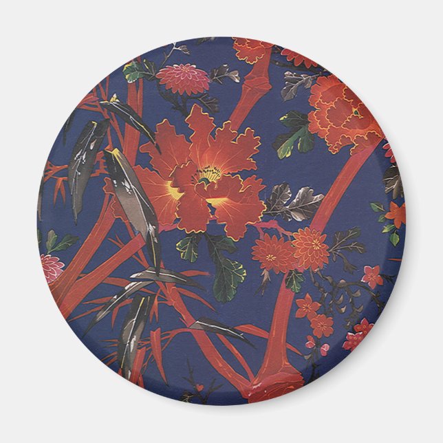 Vintage Floral Art Deco, Garden Flowers Magnet (Front)
