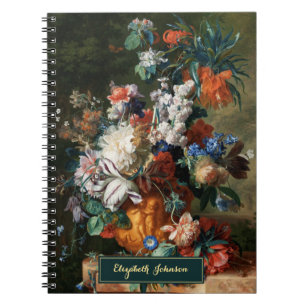 Vintage Floral Art Gold Monogrammed Custom Name  Notebook