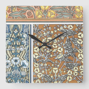 Vintage Floral Art Nouveau, Arrowhead Flowers Square Wall Clock
