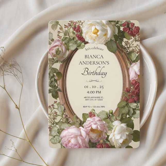 Vintage Floral Art Nouveau Birthday Invitation (Creator Uploaded)