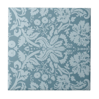 Vintage floral art nouveau blue green pattern tile