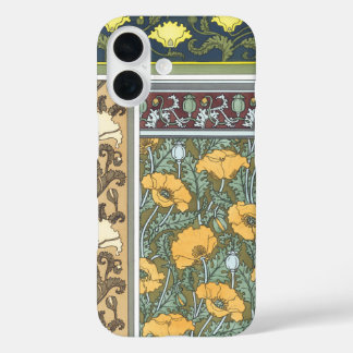 Vintage Floral Art Nouveau Poppy Flowers iPhone 16 Case