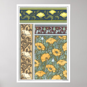 Vintage Floral Art Nouveau Poppy Flowers Poster