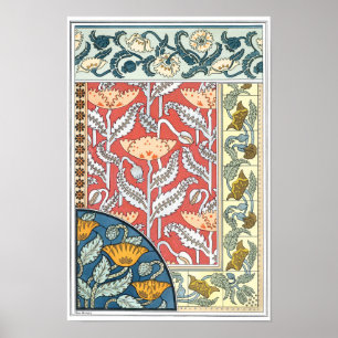 Vintage Floral Art Nouveau Poppy Flowers Poster