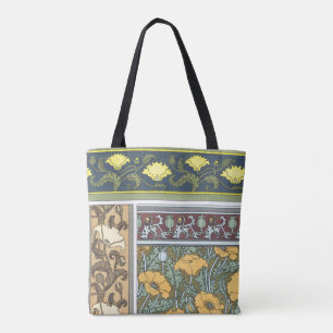 Vintage Floral Art Nouveau Poppy Flowers Tote Bag