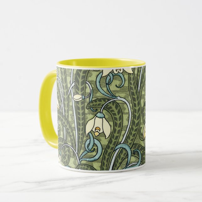 Vintage Floral Art Nouveau Snowdrop Flowers Mug (Front Left)