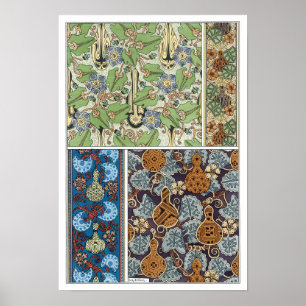 Vintage Floral Art Nouveau Vegetables, Gourds Poster