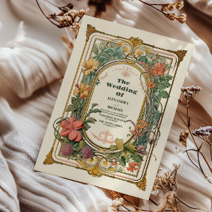 Vintage Floral Art Nouveau Wedding Acrylic Invitations