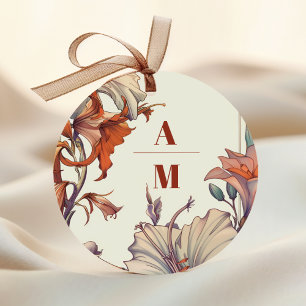 Vintage Floral Art Nouveau Wedding Classic Round Sticker