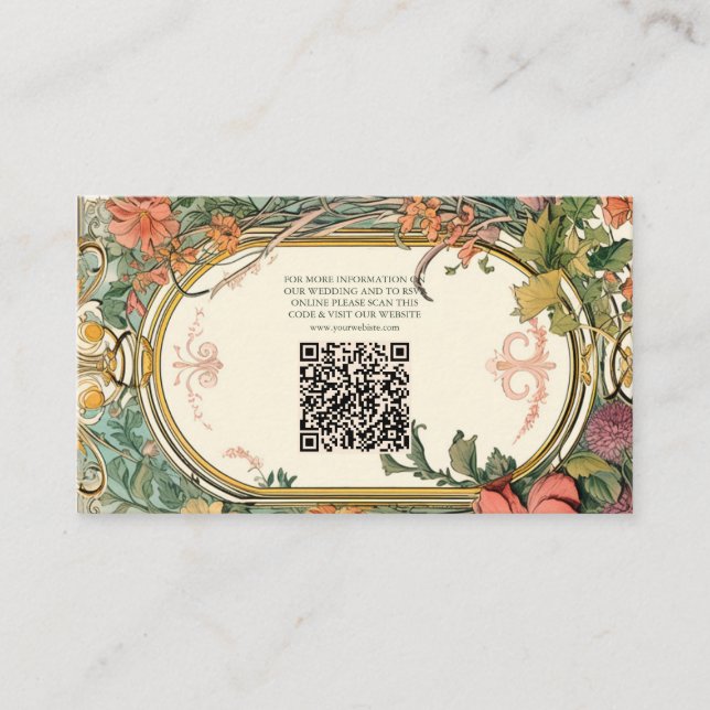 Vintage Floral Art Nouveau Wedding Enclosure Card (Front)