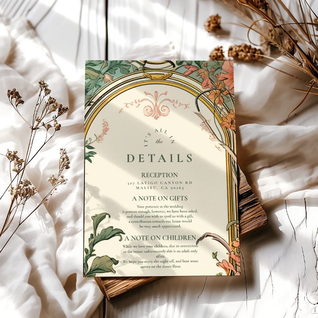 Vintage Floral Art Nouveau Wedding Enclosure Card (Creator Uploaded)