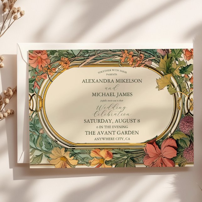 Vintage Floral Art Nouveau Wedding Invitation (Creator Uploaded)