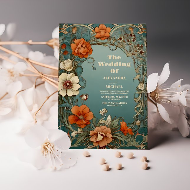 Vintage Floral Art Nouveau Wedding Invitation (Creator Uploaded)