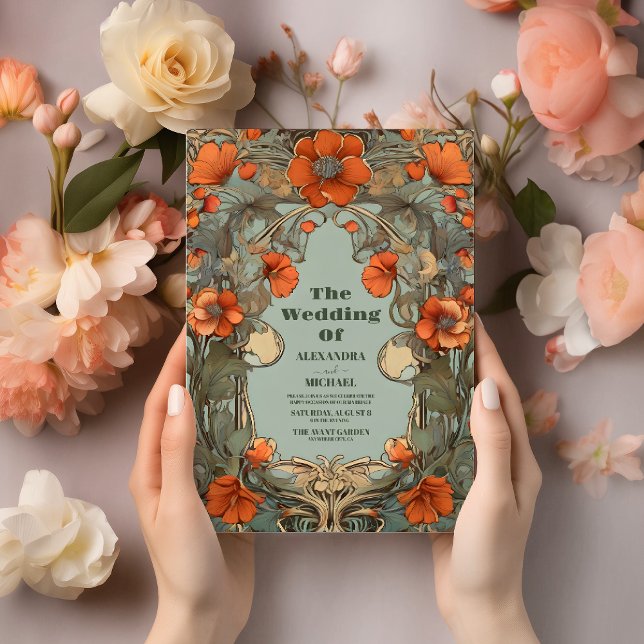 Vintage Floral Art Nouveau Wedding Invitation (Creator Uploaded)
