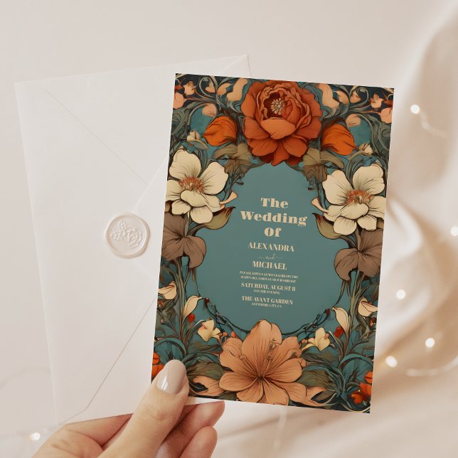 Vintage Floral Art Nouveau Wedding Invitation (Creator Uploaded)