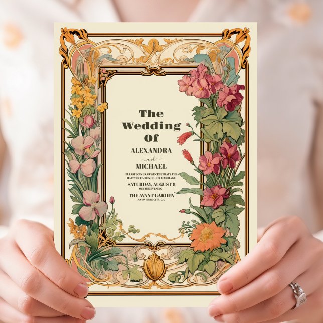 Vintage Floral Art Nouveau Wedding Invitation (Creator Uploaded)