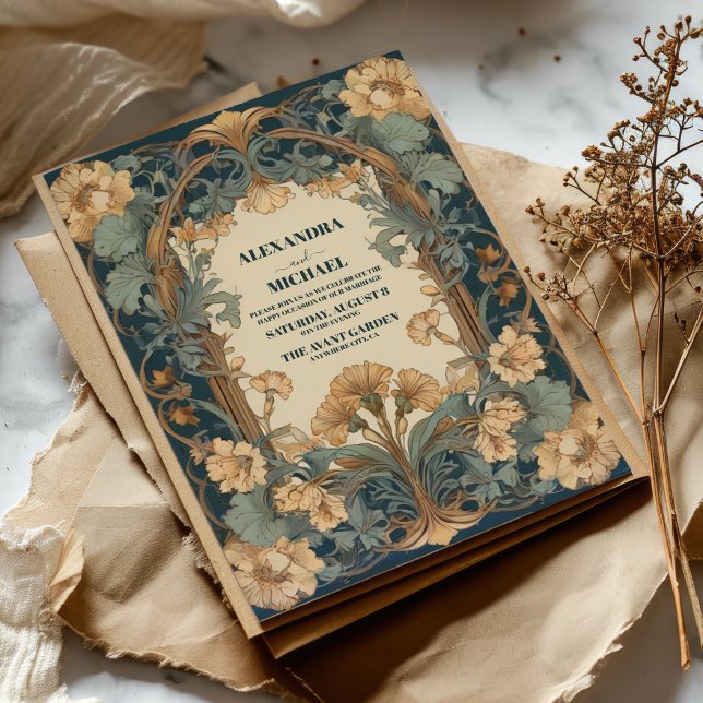 Vintage Floral Art Nouveau Wedding Invitation (Creator Uploaded)