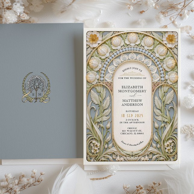 Vintage Floral Art Nouveau Wedding Invitation (Creator Uploaded)