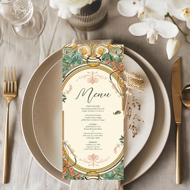 Vintage Floral Art Nouveau Wedding Menu (Creator Uploaded)