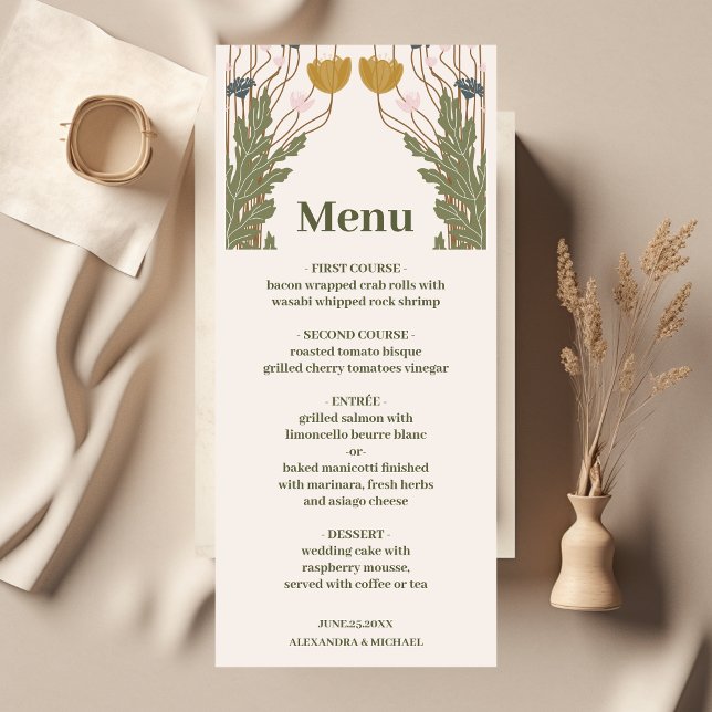 Vintage Floral Art Nouveau Wedding Menu (Creator Uploaded)