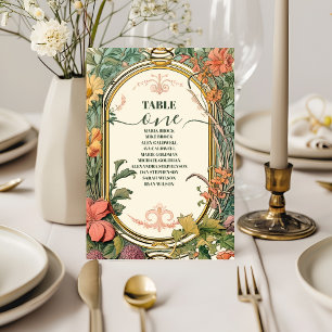 Vintage Floral Art Nouveau Wedding Table Number