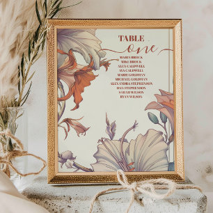 Vintage Floral Art Nouveau Wedding Table Number
