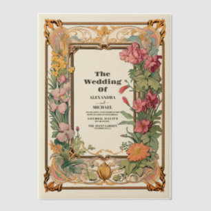 Vintage Floral Art Nouveau Wedding Vellum Invitations